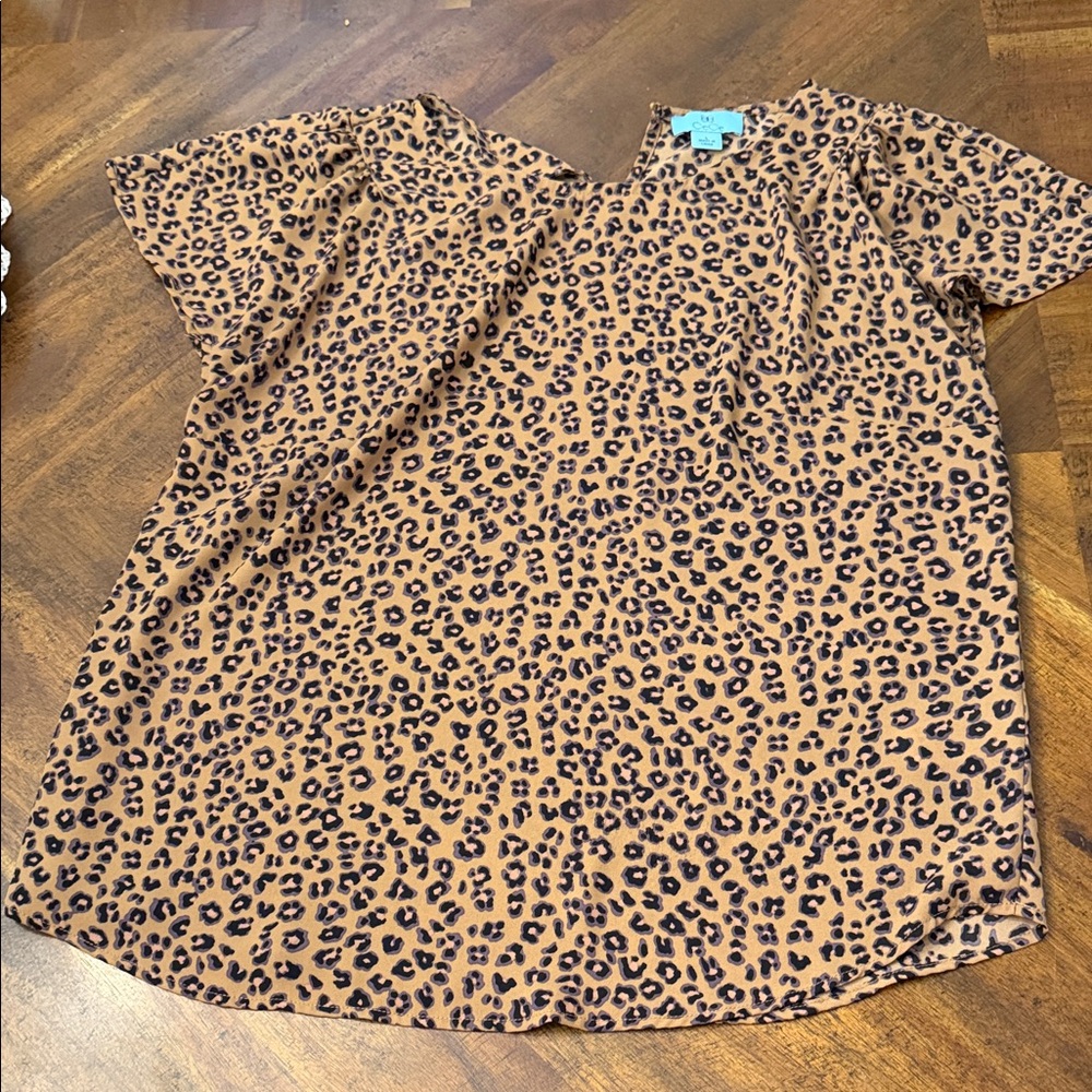 CeCe Brown Leopard Print Blouse